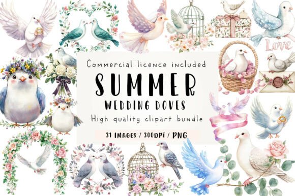 Download Summer Wedding Doves Clipart - Premium Resources