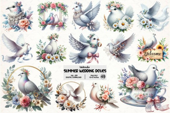 Download Summer Wedding Doves Clipart - Summer wedding Collection