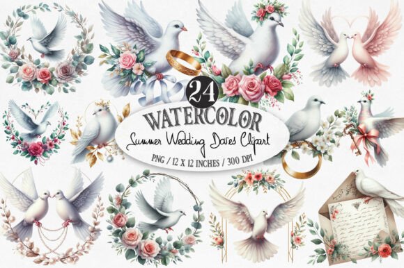 Download Summer Wedding Doves Clipart - Premium Resources