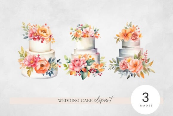 Download Summer Wedding Cake Watercolor Clipart P - Premium Resources