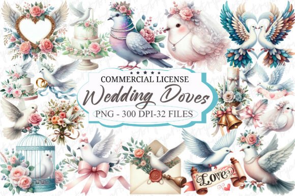 Download Summer Wedding Doves Clipart - Premium Resources